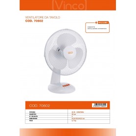 VENTILATORE DA TAVOLO VINCO 70601 40W DIAMETRO 30 cm