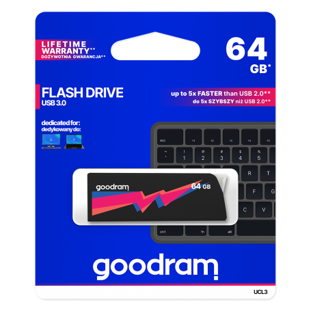 Pendrive GoodRAM 64GB UCL2 BLACK USB 3.0 - retail blister GOODRAM - 1